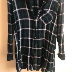 Long Length Flannel Printed Button Up